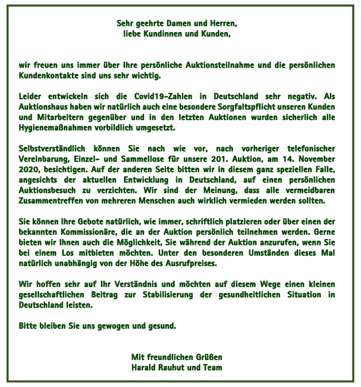 Mitteilung zum Auktionstag der November-Auktion